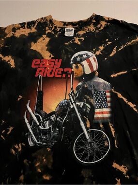 Easy Rider Movie Tie Dye Distressed T-Shirt MEDIUM Fonda Hopper Motorcycle Biker